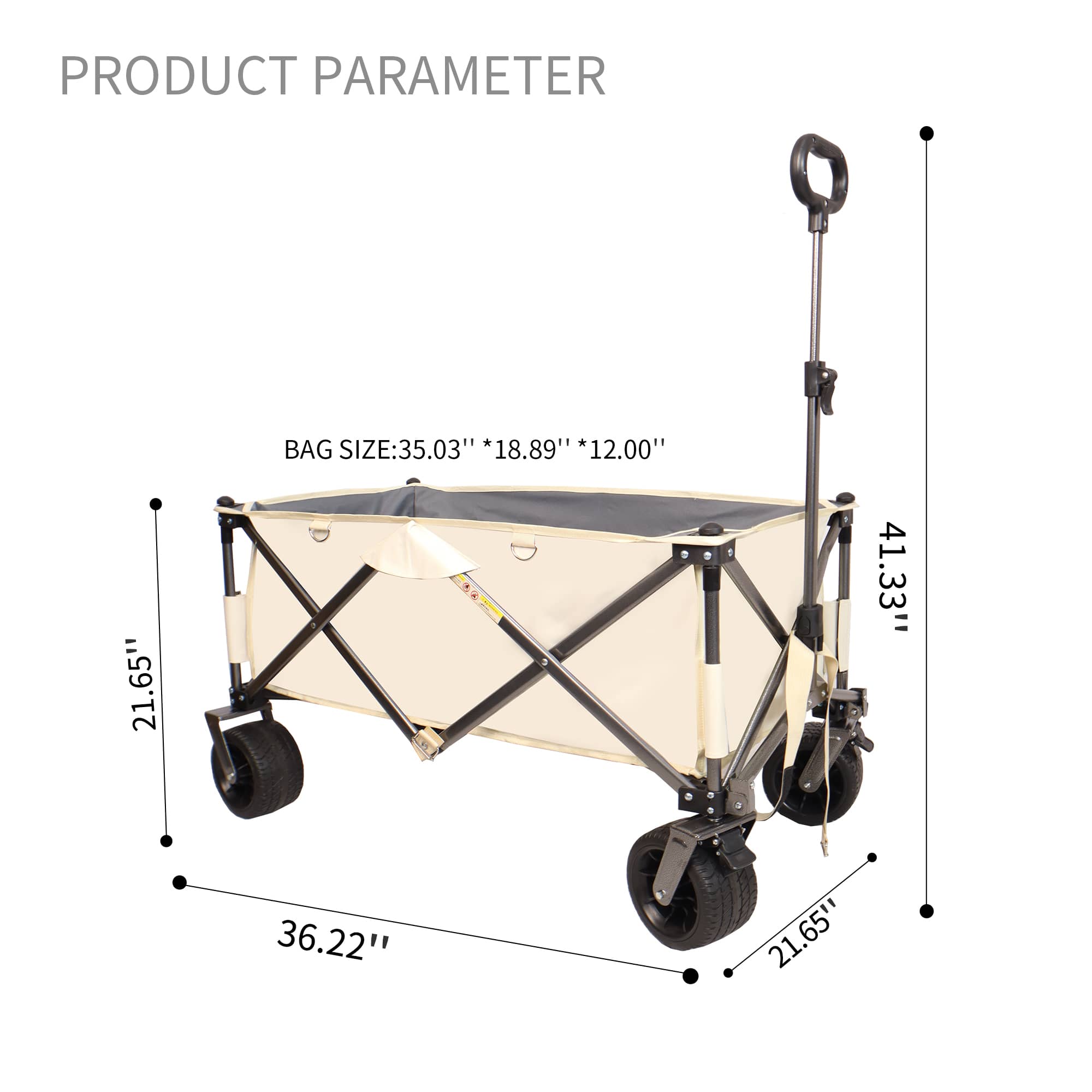 Heavy Duty Folding Wagon Cart with All-Terrain Wheels