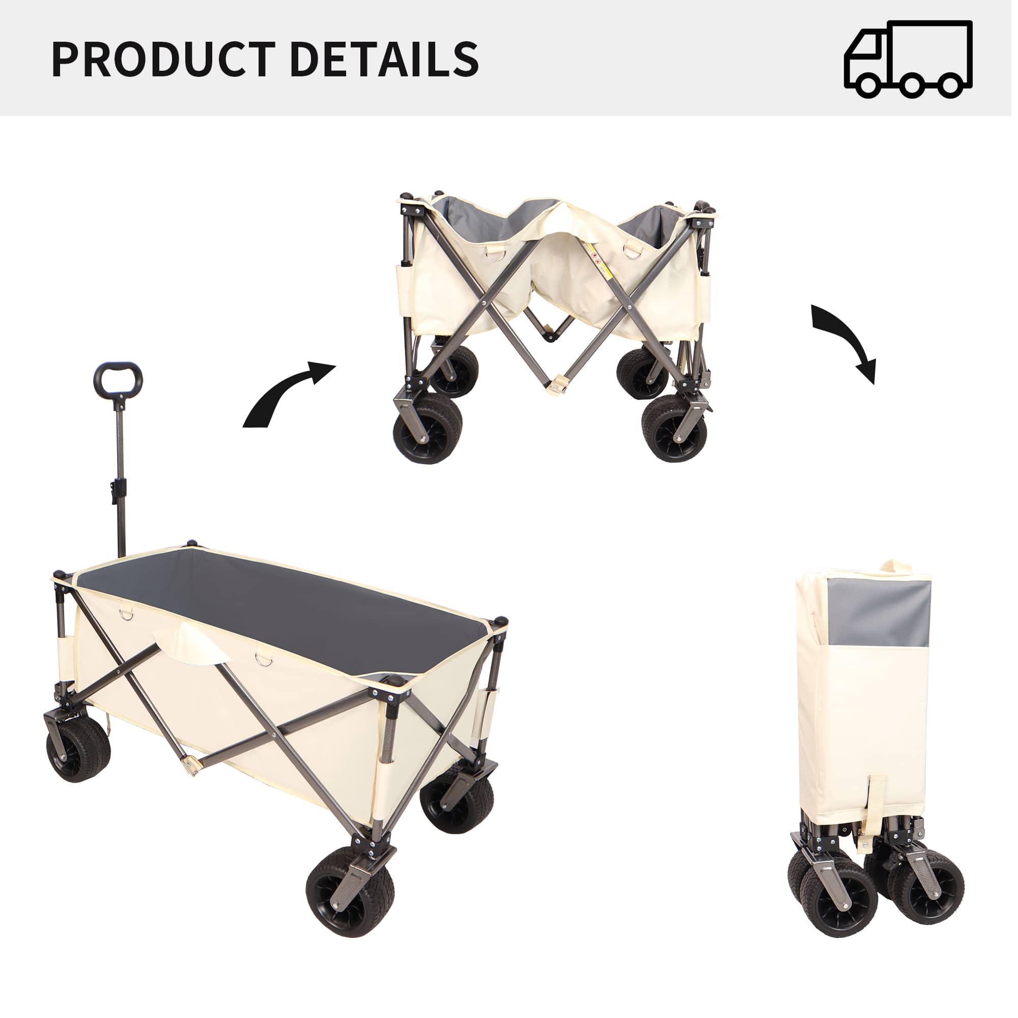 Heavy Duty Folding Wagon Cart with All-Terrain Wheels