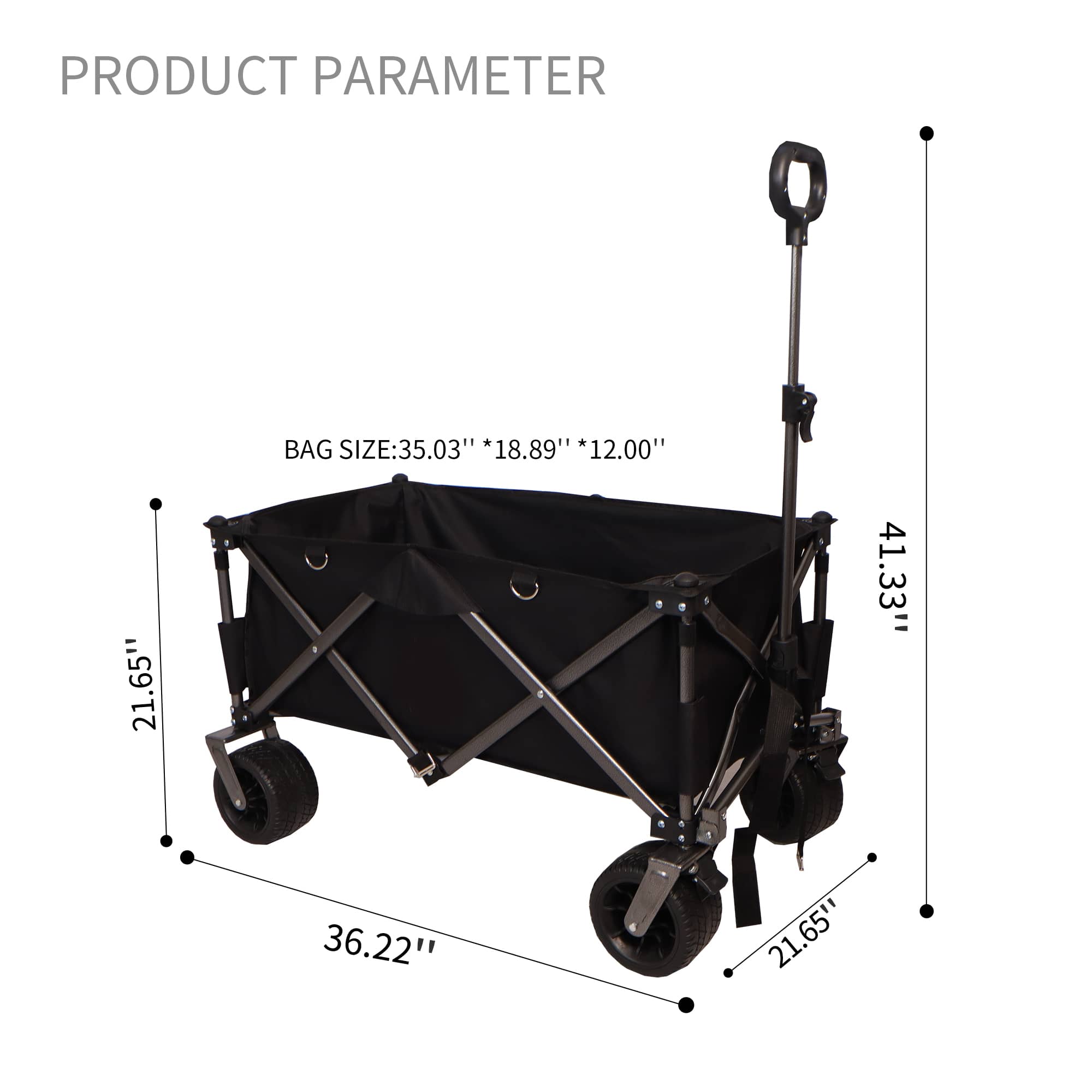 Heavy Duty Folding Wagon Cart with All-Terrain Wheels