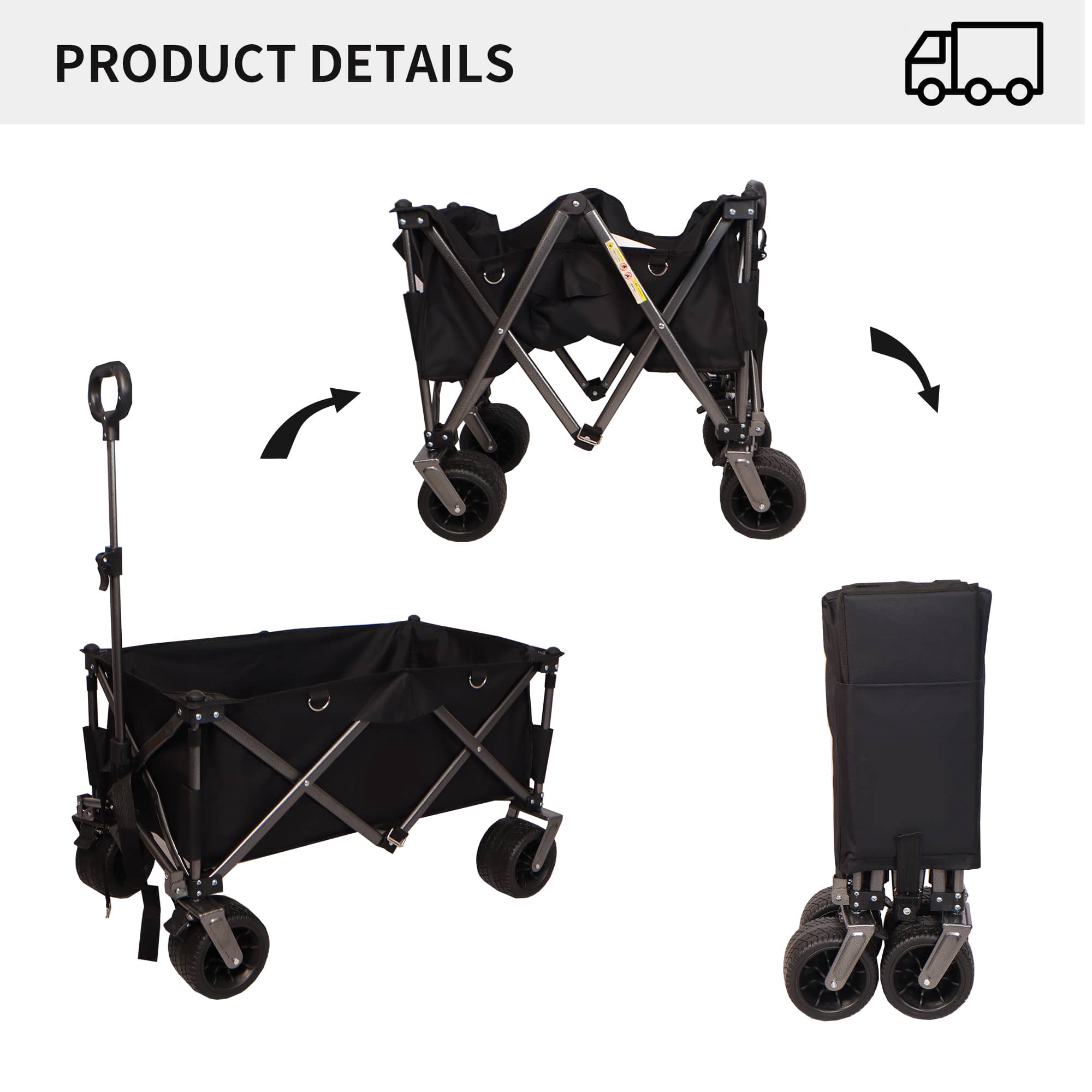 Heavy Duty Folding Wagon Cart with All-Terrain Wheels